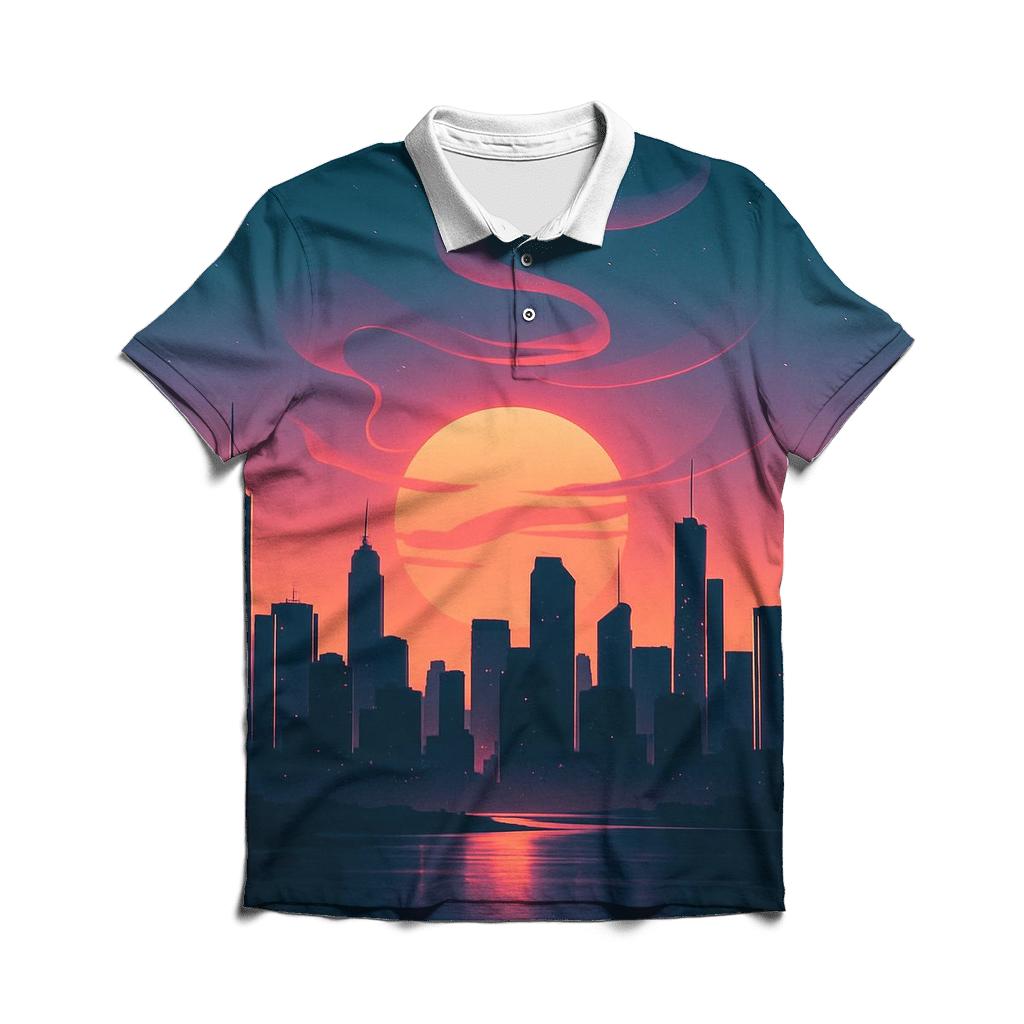 Twilight Mirage Skyline Bloom personalized polo shirts