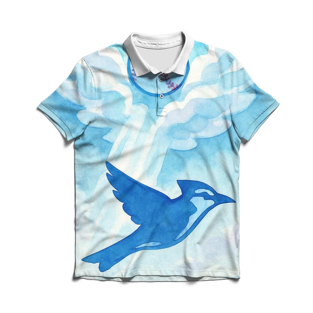Cloud Wings Carrying A Blue Jays Moonshot embroidered polo tops