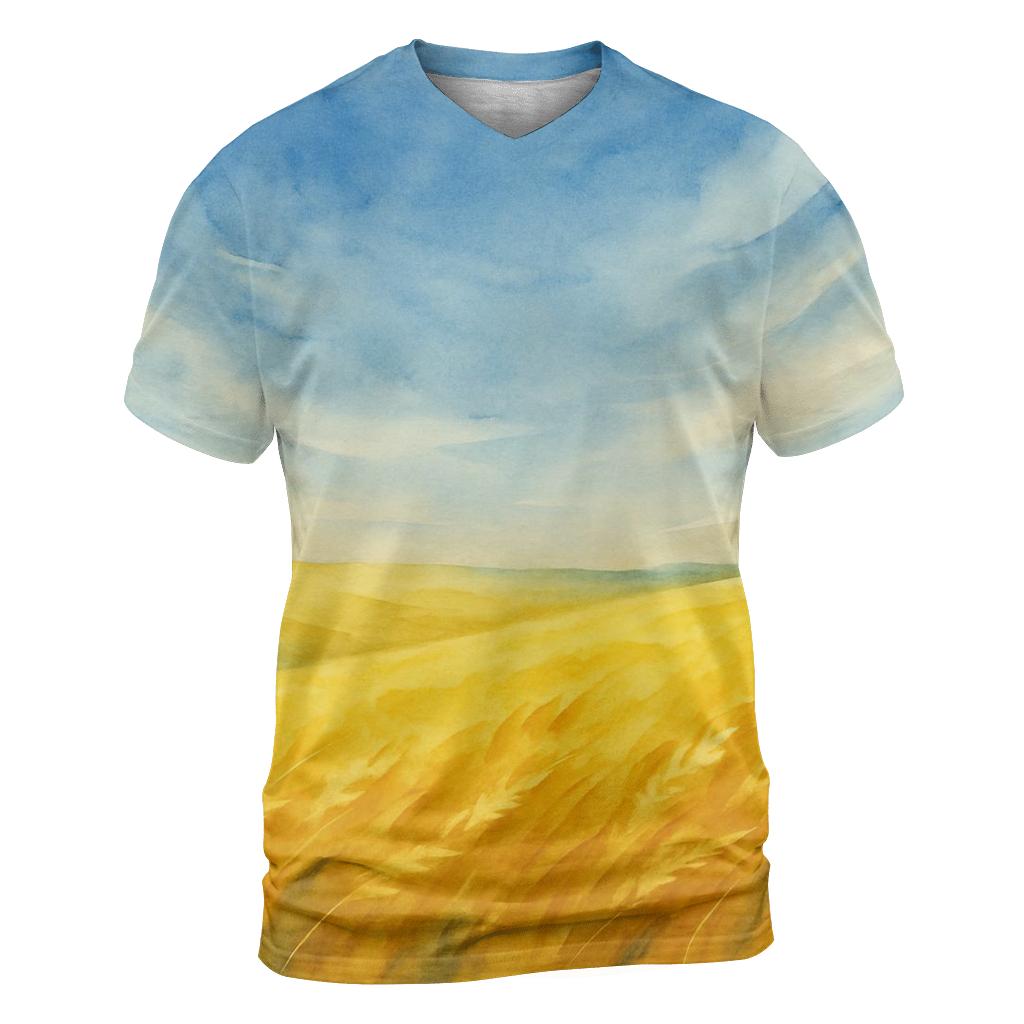 Golden Steppe Ukraine vibrant all-over design tees