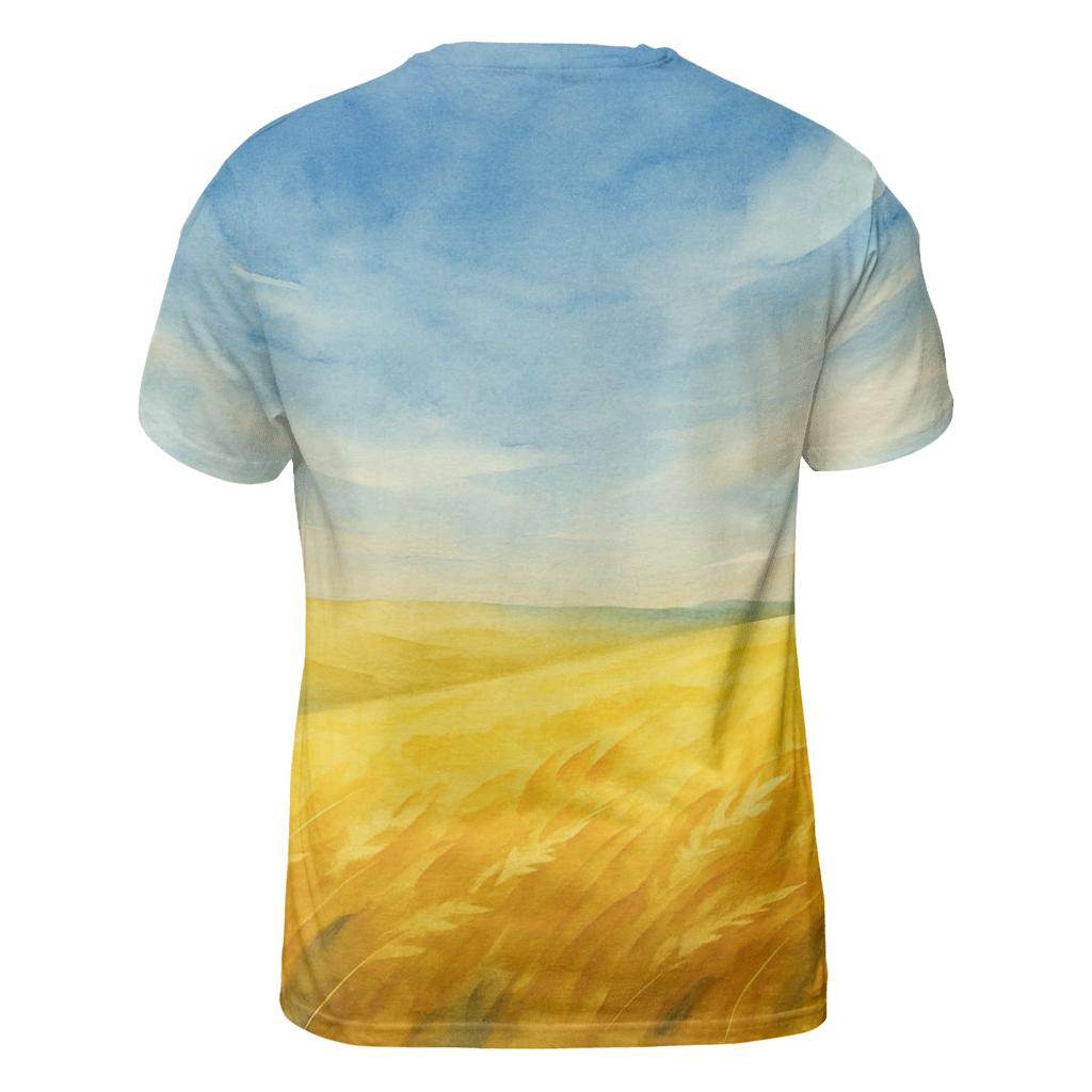 Golden Steppe Ukraine vibrant all-over design tees