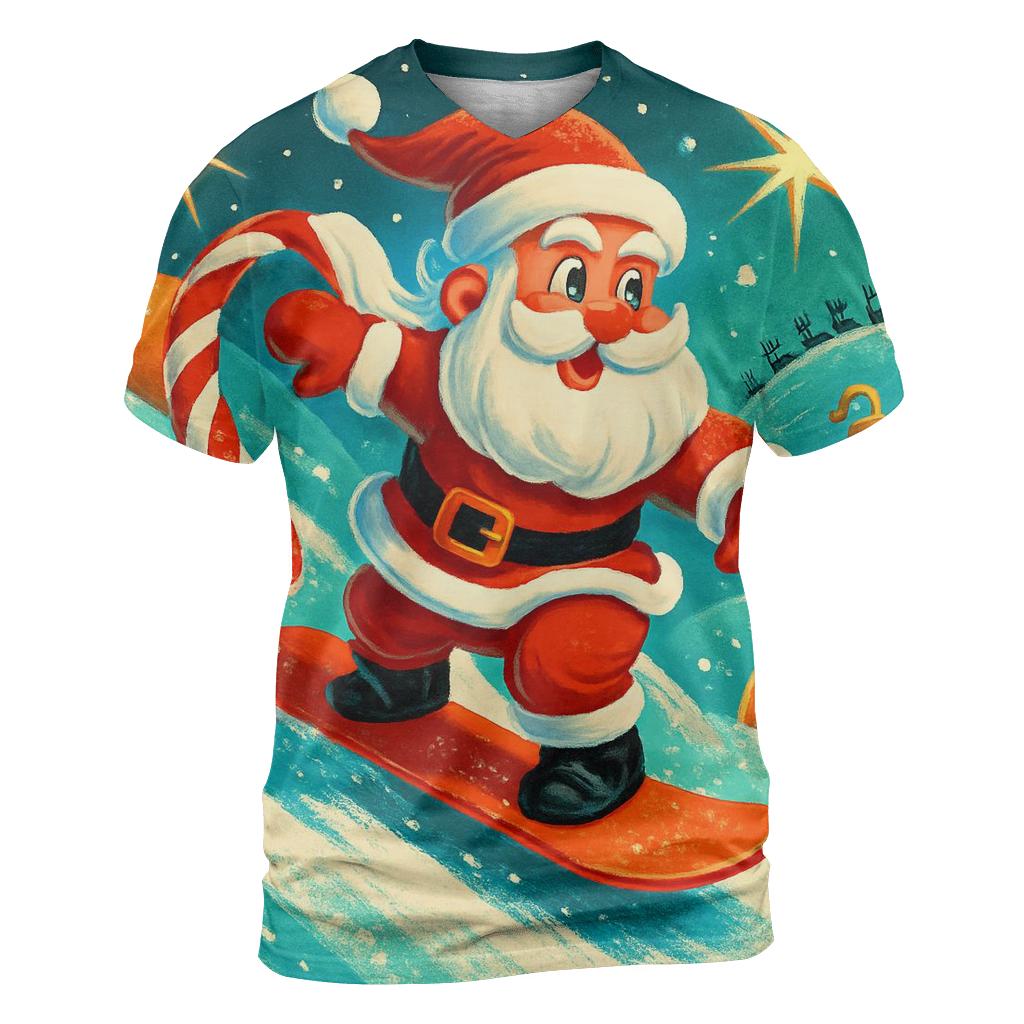 Santa Snowboard Through Candy Comet Trail personalized full print shirts