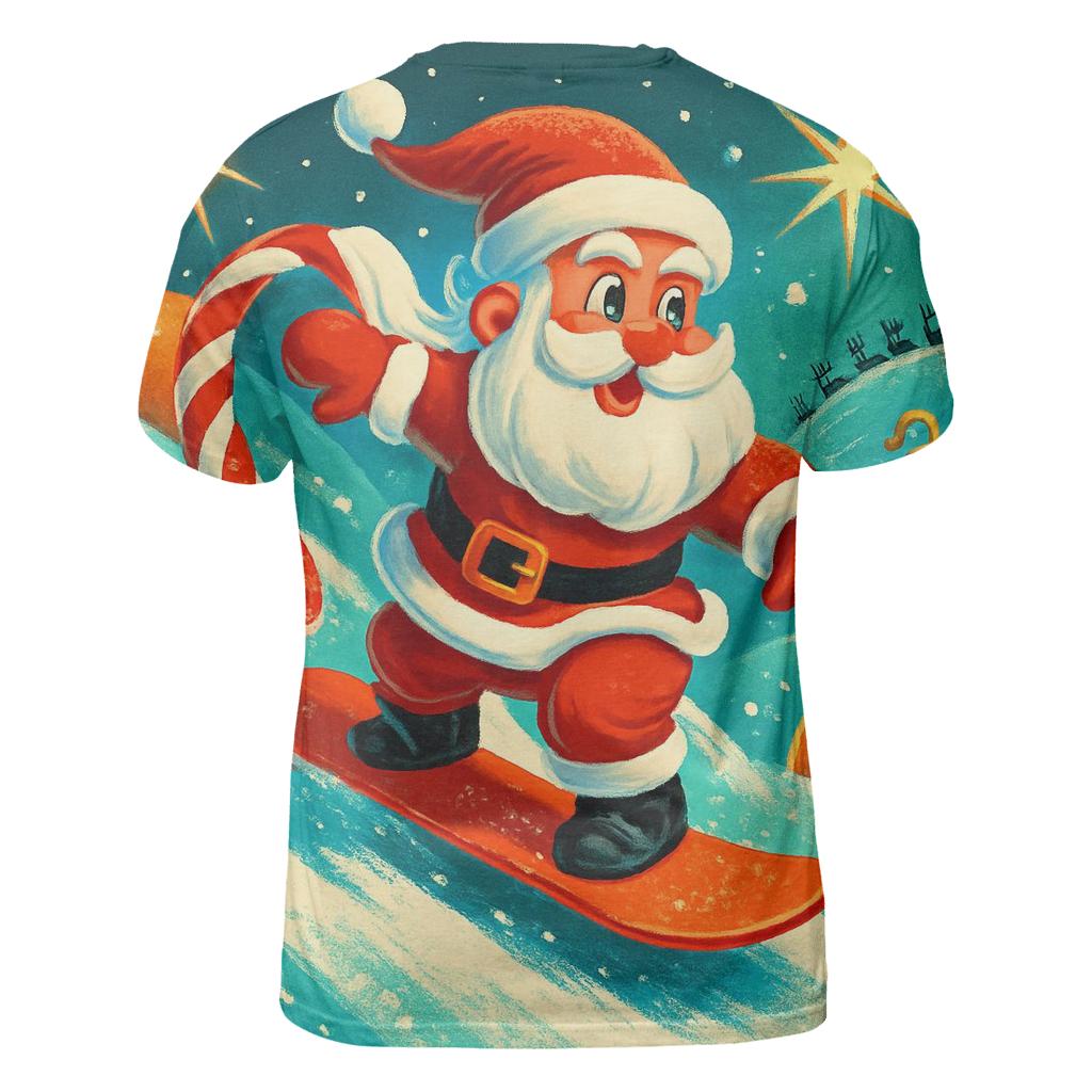 Santa Snowboard Through Candy Comet Trail personalized full print shirts