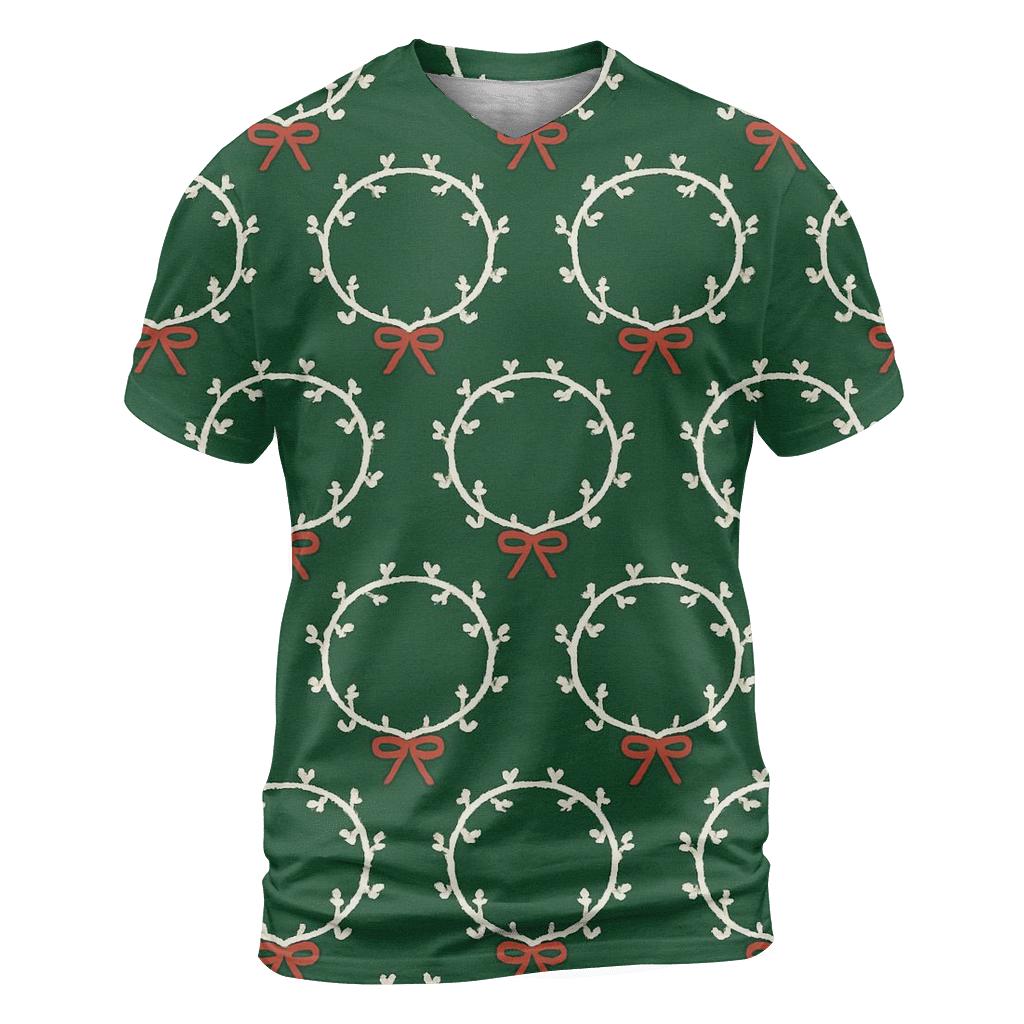 White Wreath Chain Links On Forest Green Background personalized full print shirts