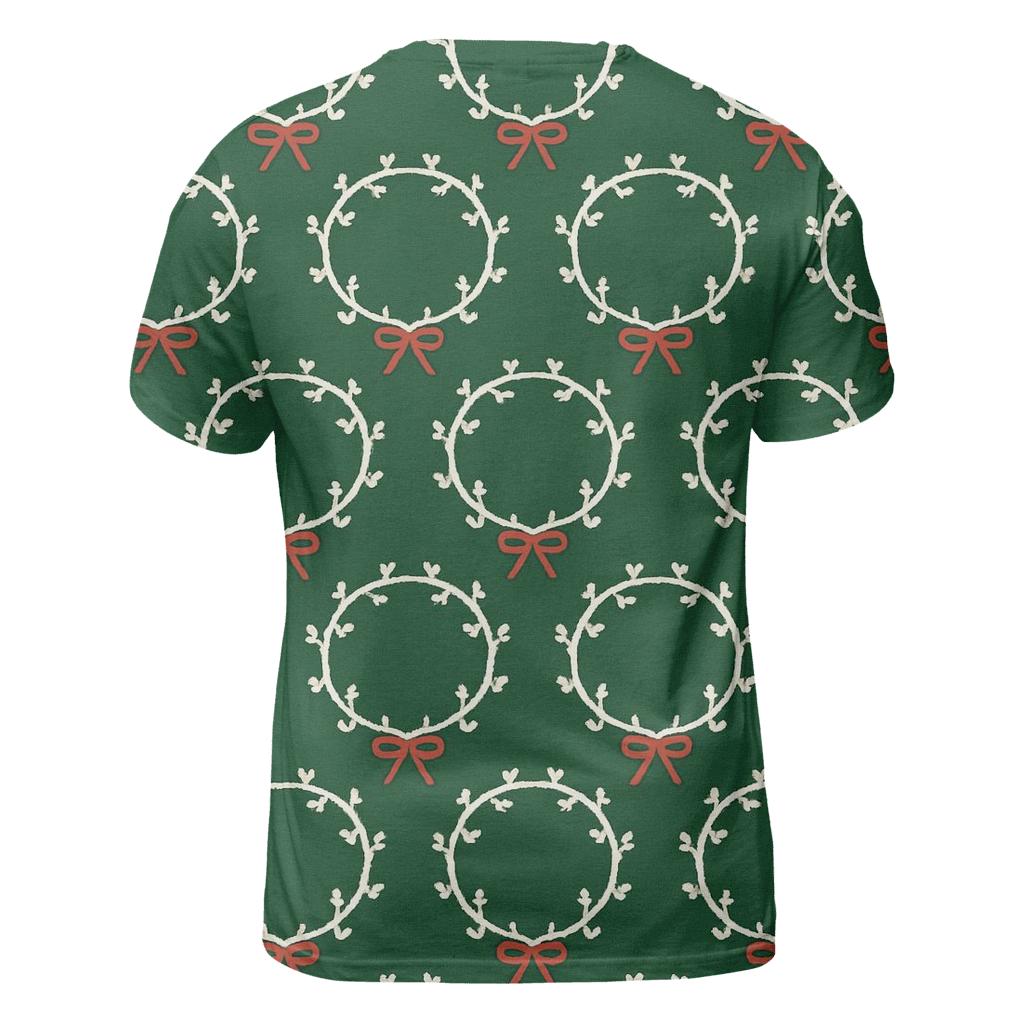 White Wreath Chain Links On Forest Green Background personalized full print shirts