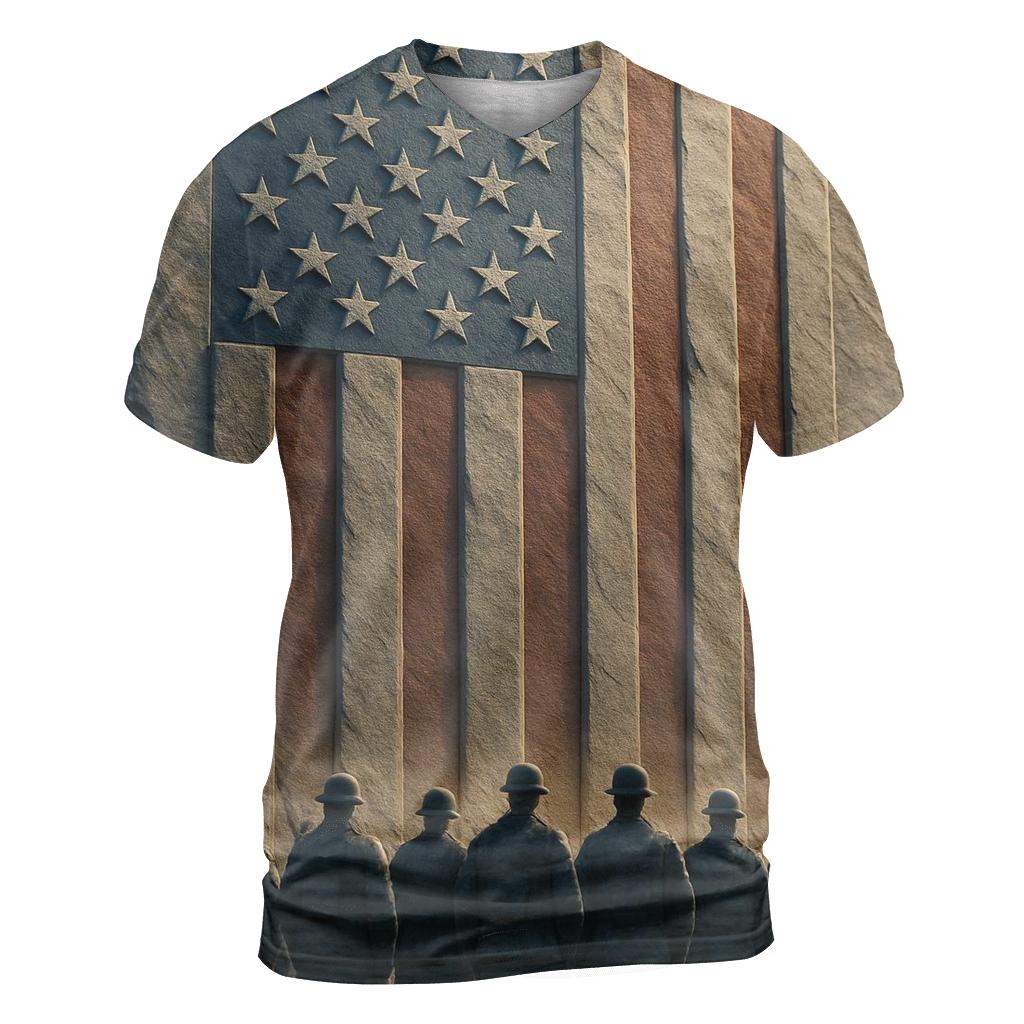 Granite Valor Flag Monument unique graphic print tees