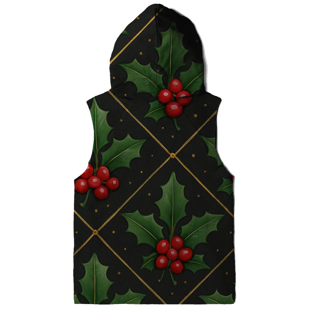 Crimson Holly Berry Trellis On Charcoal Background lightweight hoodies