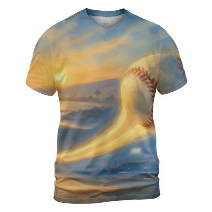 Golden Coast Curveball Mirage vibrant all-over design tees