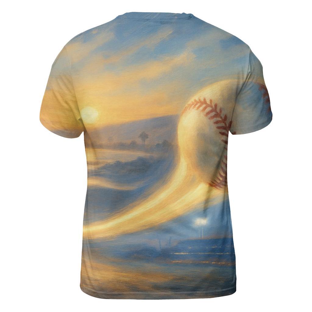 Golden Coast Curveball Mirage vibrant all-over design tees