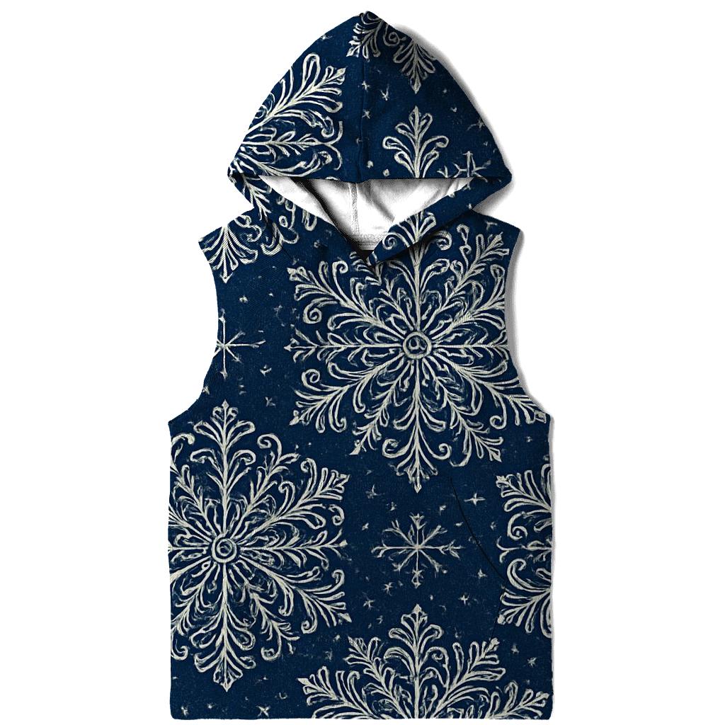 Navy Snowflake Rosette Medallions On Deep Blue Field lightweight hoodies