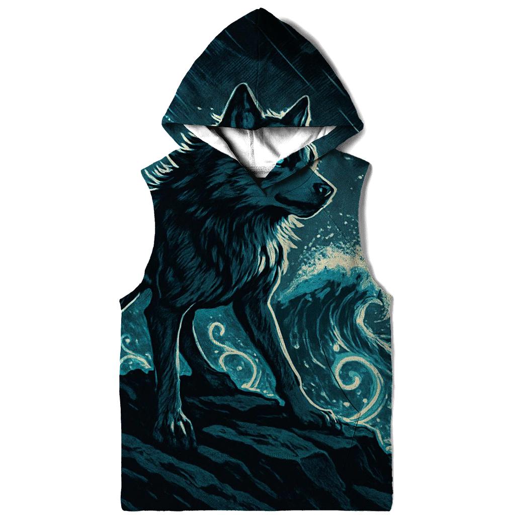 Runic Tide Wolf On The Storm Shore embroidered hoodies