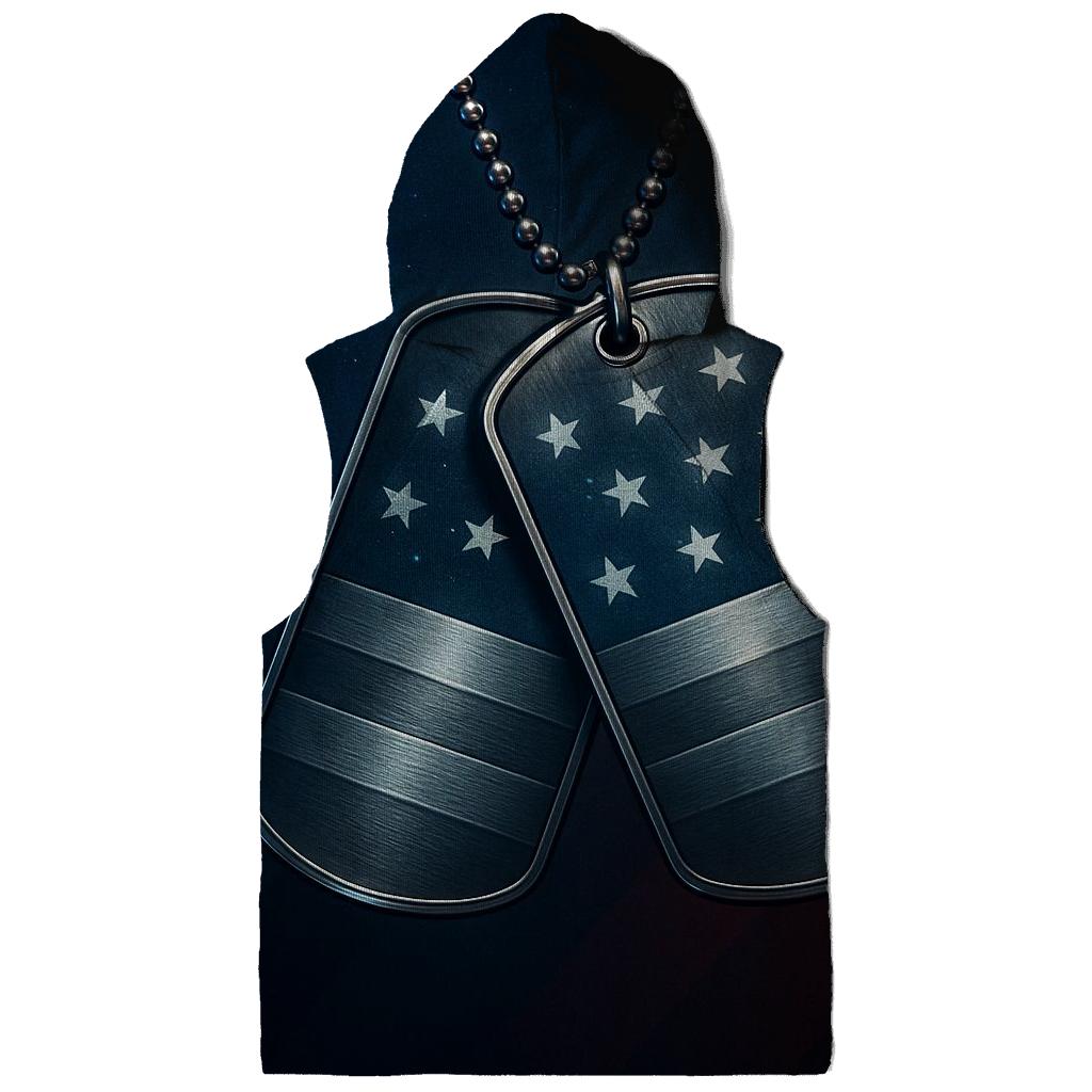 Dog Tags Over Star Field Reflections heavyweight hoodies