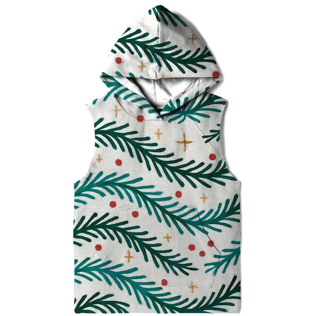 Teal Pine Branch Wave On White Background hoodie trends
