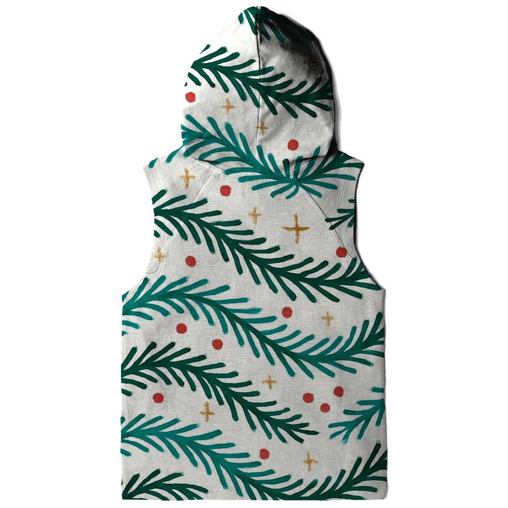 Teal Pine Branch Wave On White Background hoodie trends