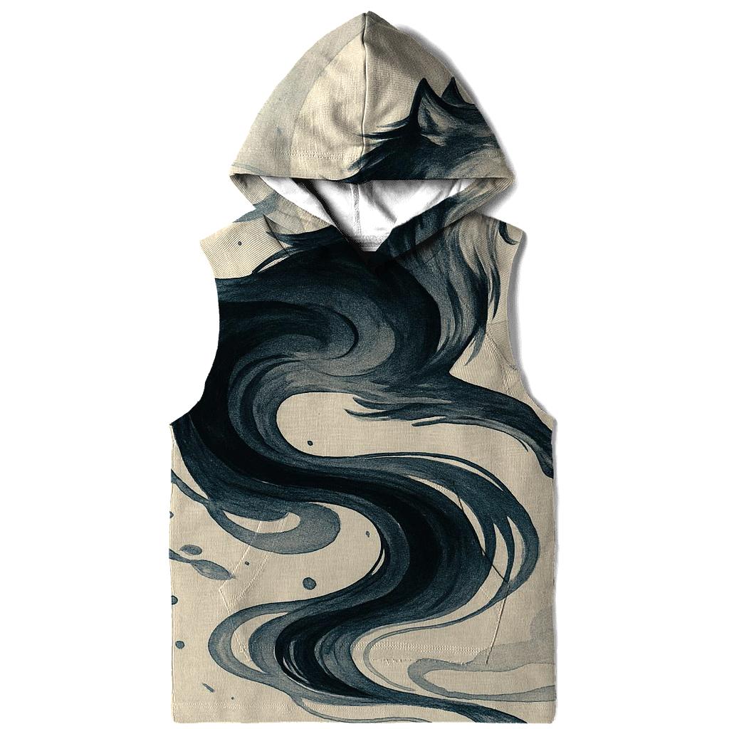 Moonlit Inkwave Spirit Wolf printed hoodies