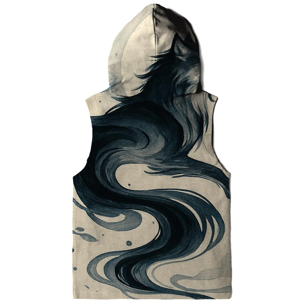 Moonlit Inkwave Spirit Wolf printed hoodies
