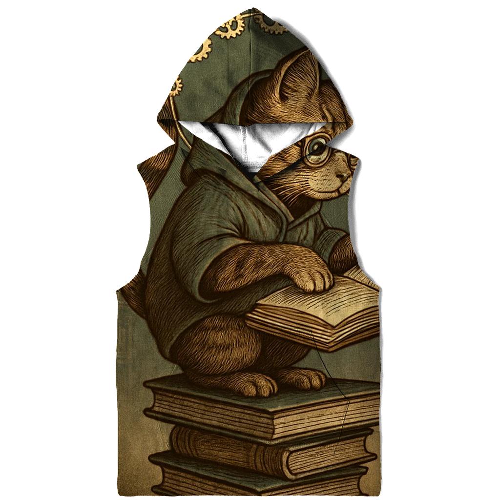 Clockwork Library Scholar Cat embroidered hoodies