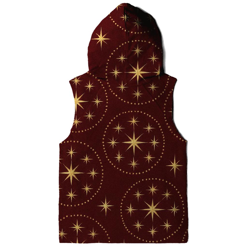 Golden Starburst Concentric Rings On Burgundy Background designer hoodies