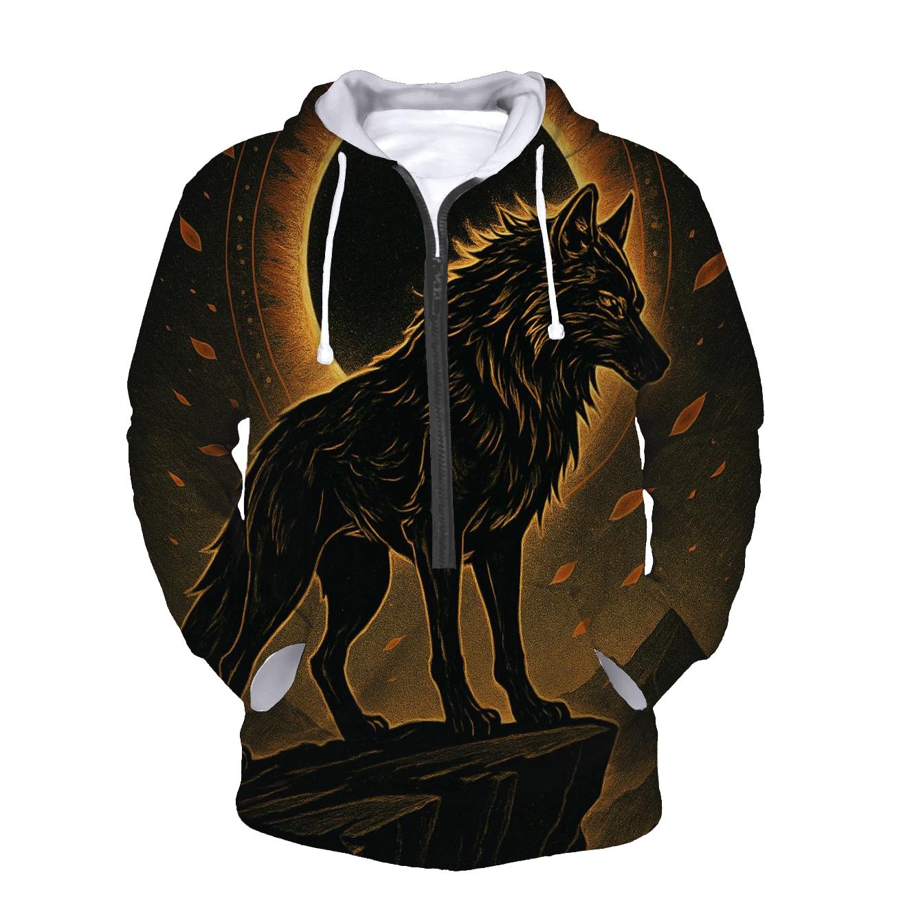 Saffron Eclipse Sentinel Wolf custom hoodies