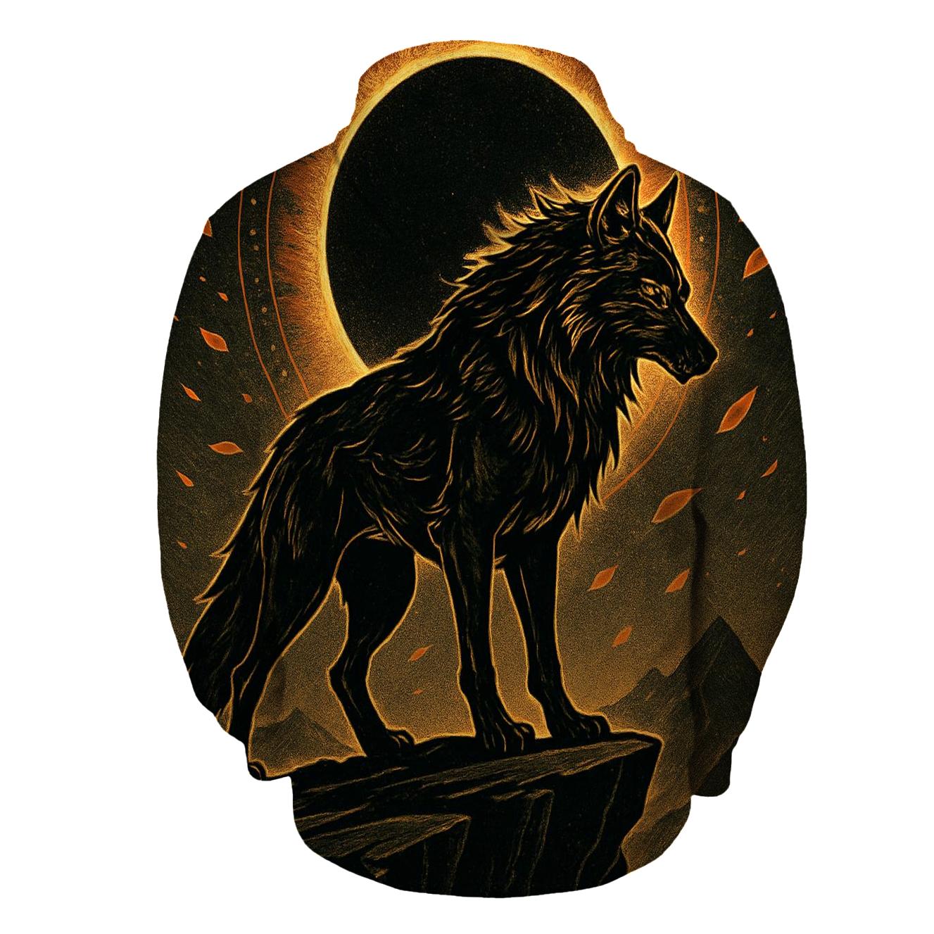 Saffron Eclipse Sentinel Wolf custom hoodies