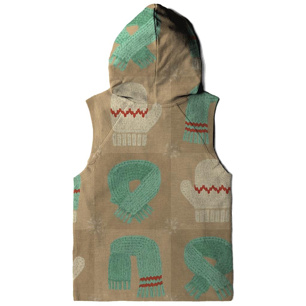 Mint Mitten And Scarf Checkerboard On Beige Background printed hoodies