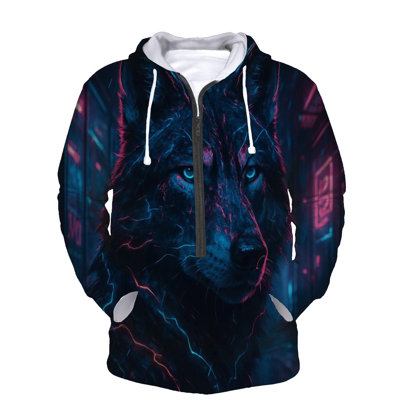 Neon Rain Wolf Of The Glass District embroidered hoodies