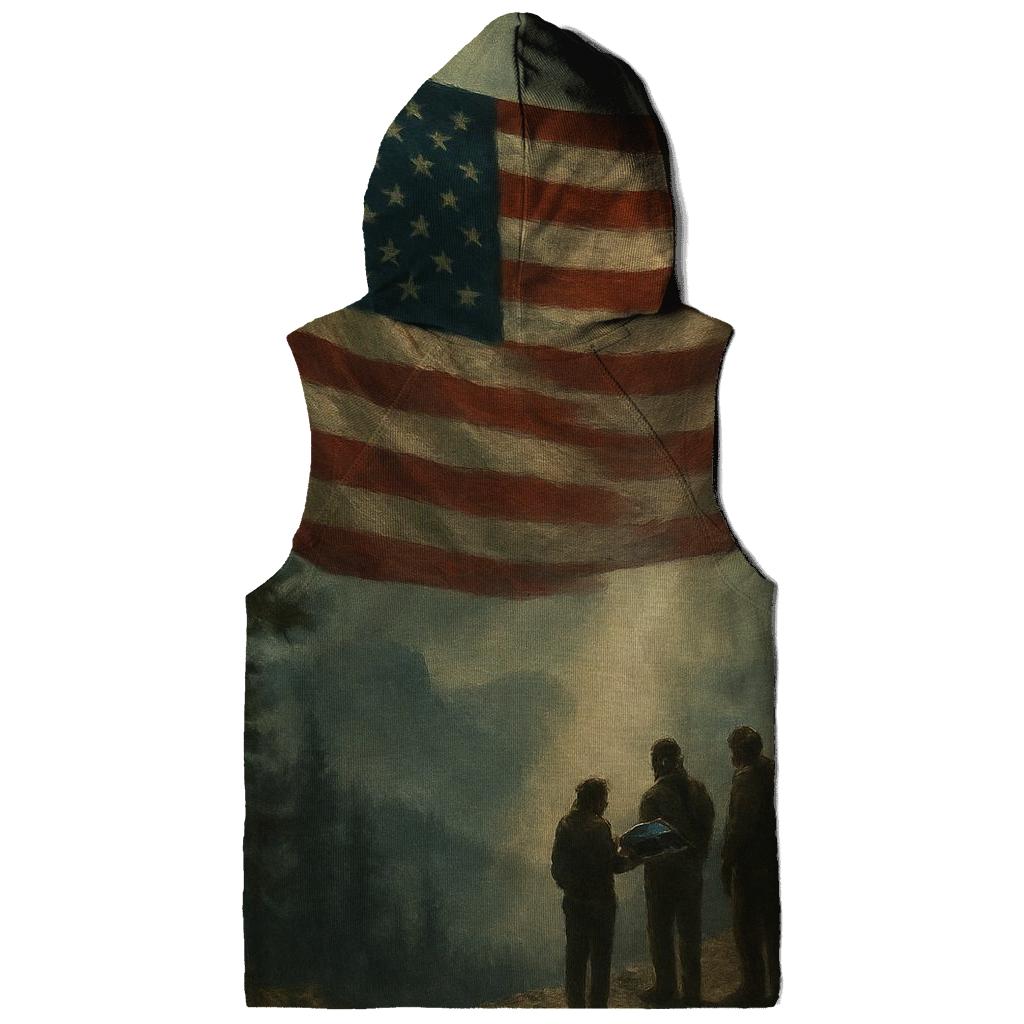 Mountain Memorial Ray Through Flag Fabric custom hoodies