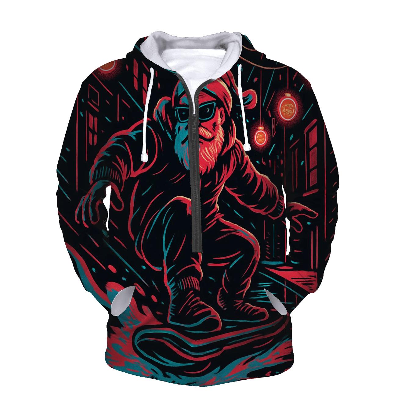 Neon Alley Santa Rider zip-up hoodies