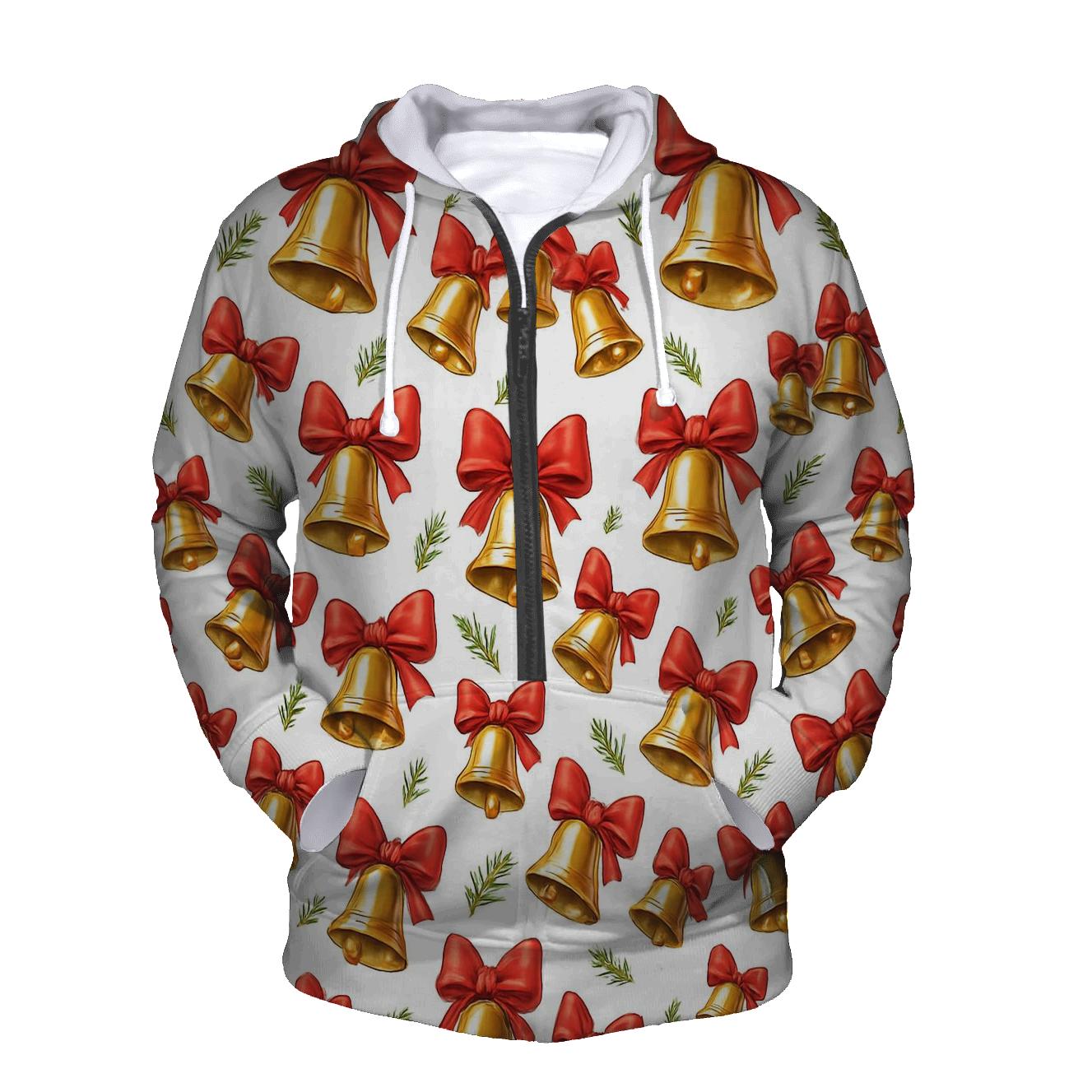 Gold Bell Chevron Cadence On White Background embroidered hoodies