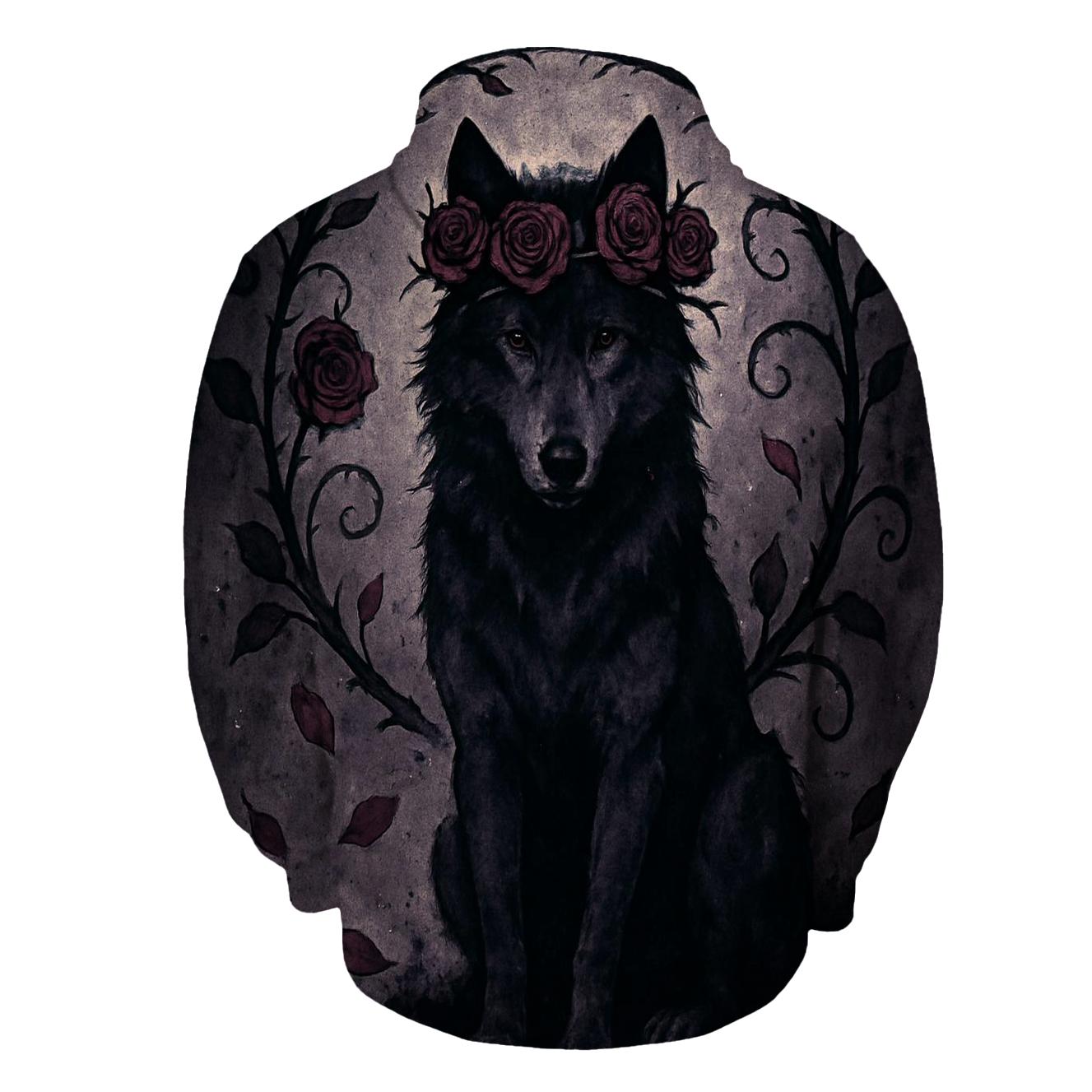 Midnight Garden Thorn Crown Wolf designer hoodies