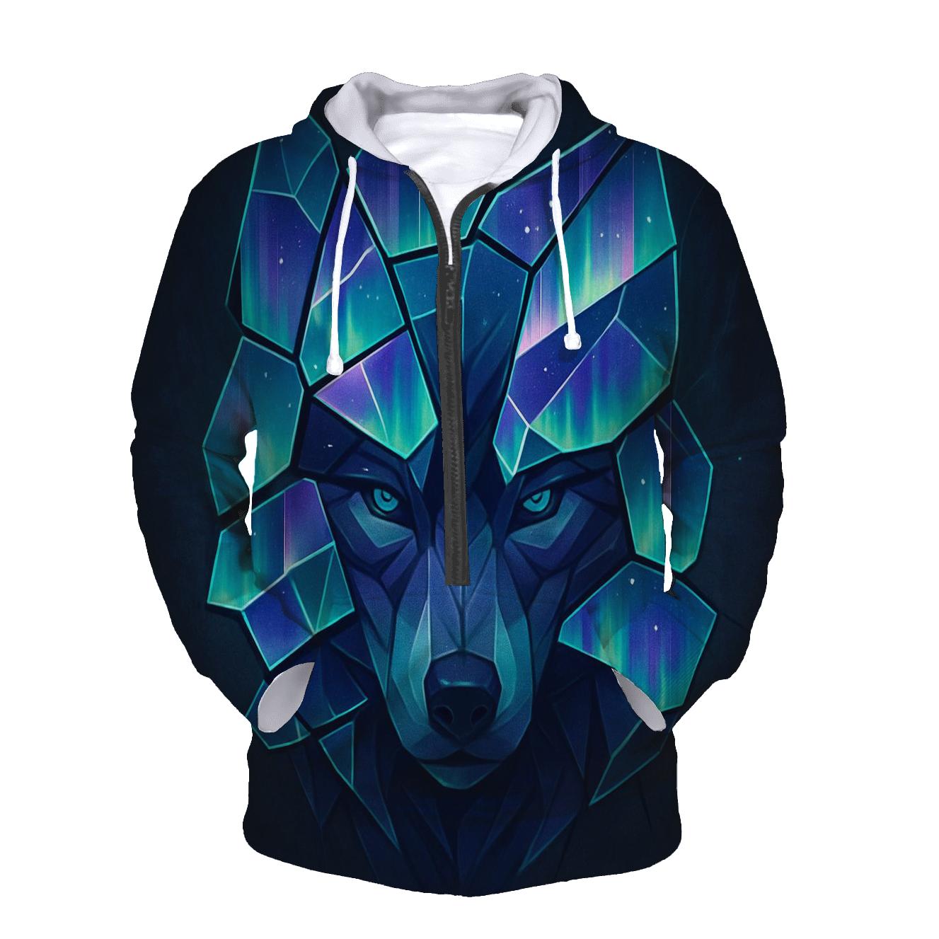 Shattered Aurora Wolf Mask pullover hoodies