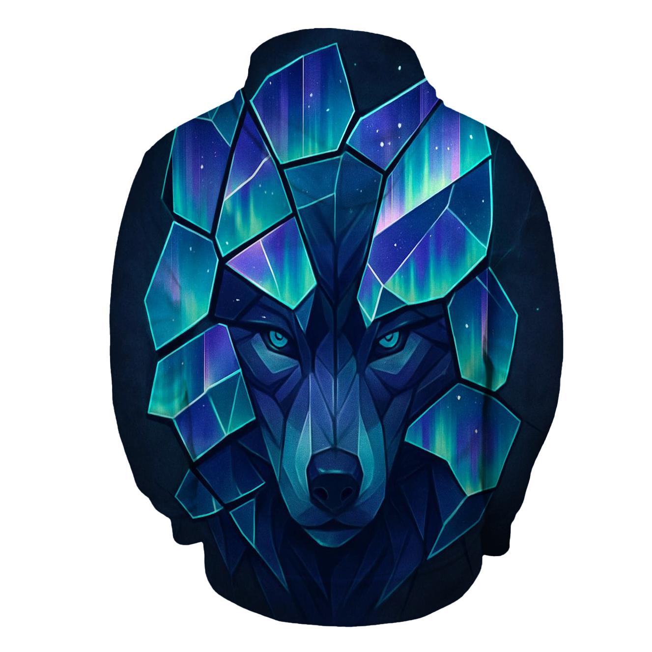 Shattered Aurora Wolf Mask pullover hoodies