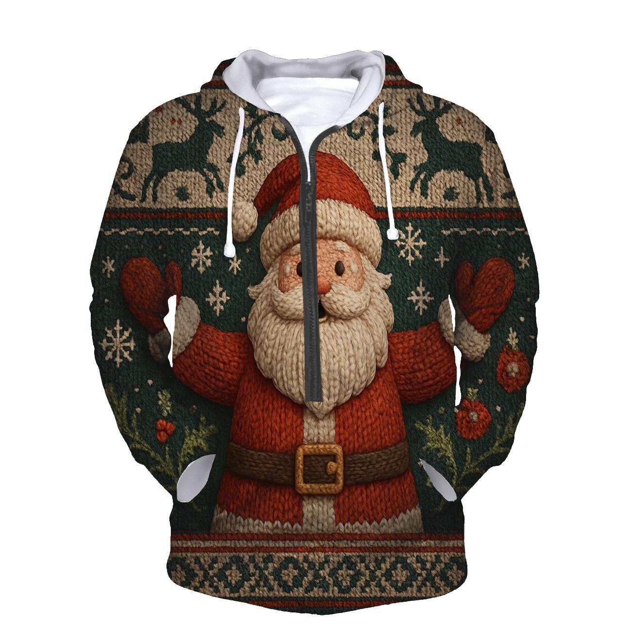 Knitted Pattern Blizzard Santa custom hoodies