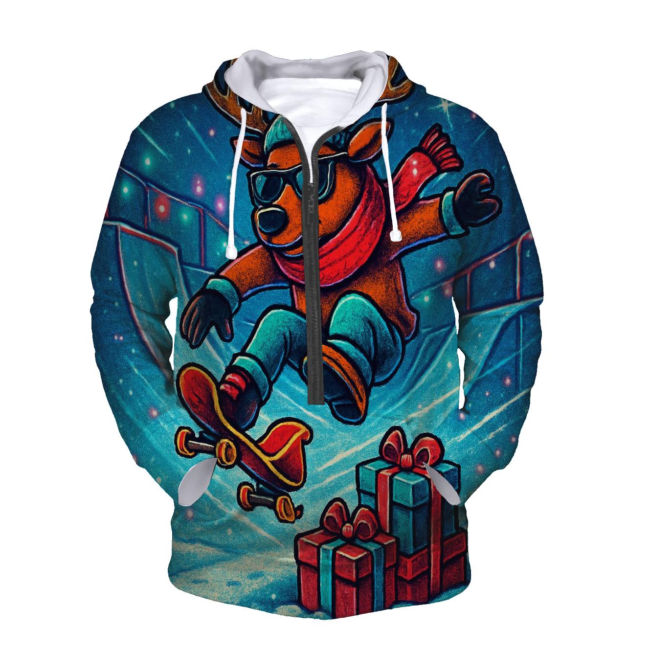 Reindeer Skatepark Sleigh Flip embroidered hoodies