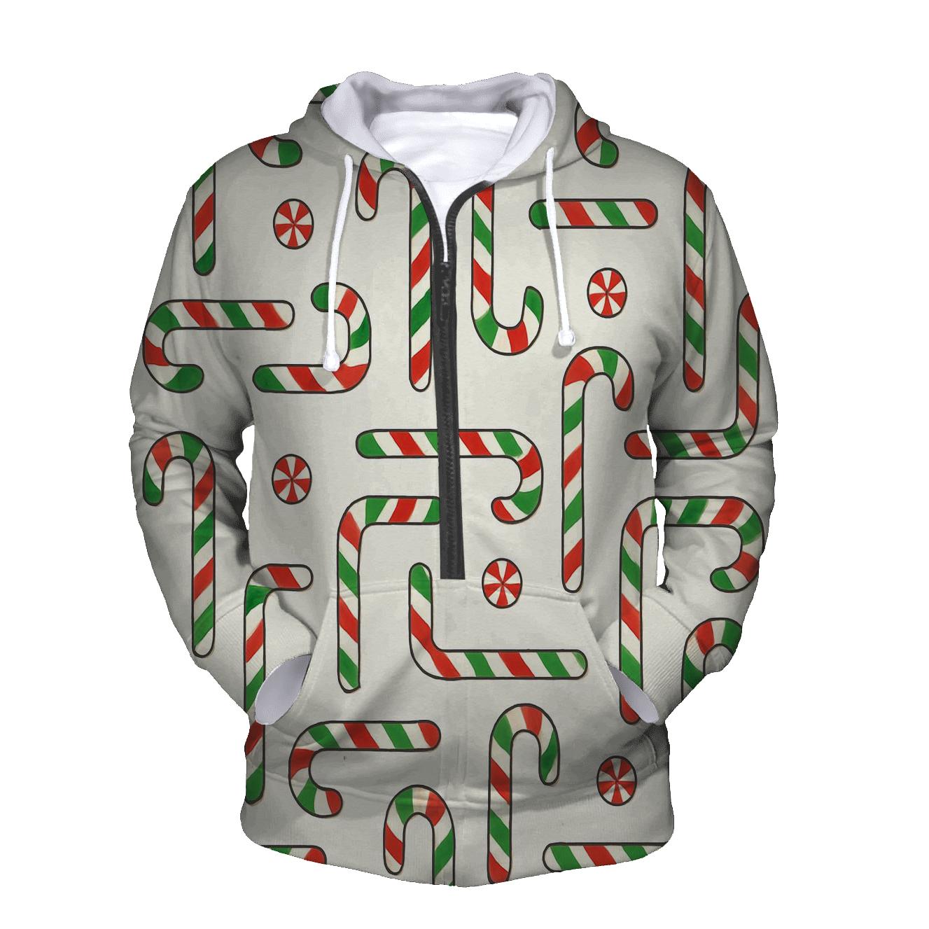 Green Candy Cane Stripe Grid On Light Gray Background lightweight hoodies