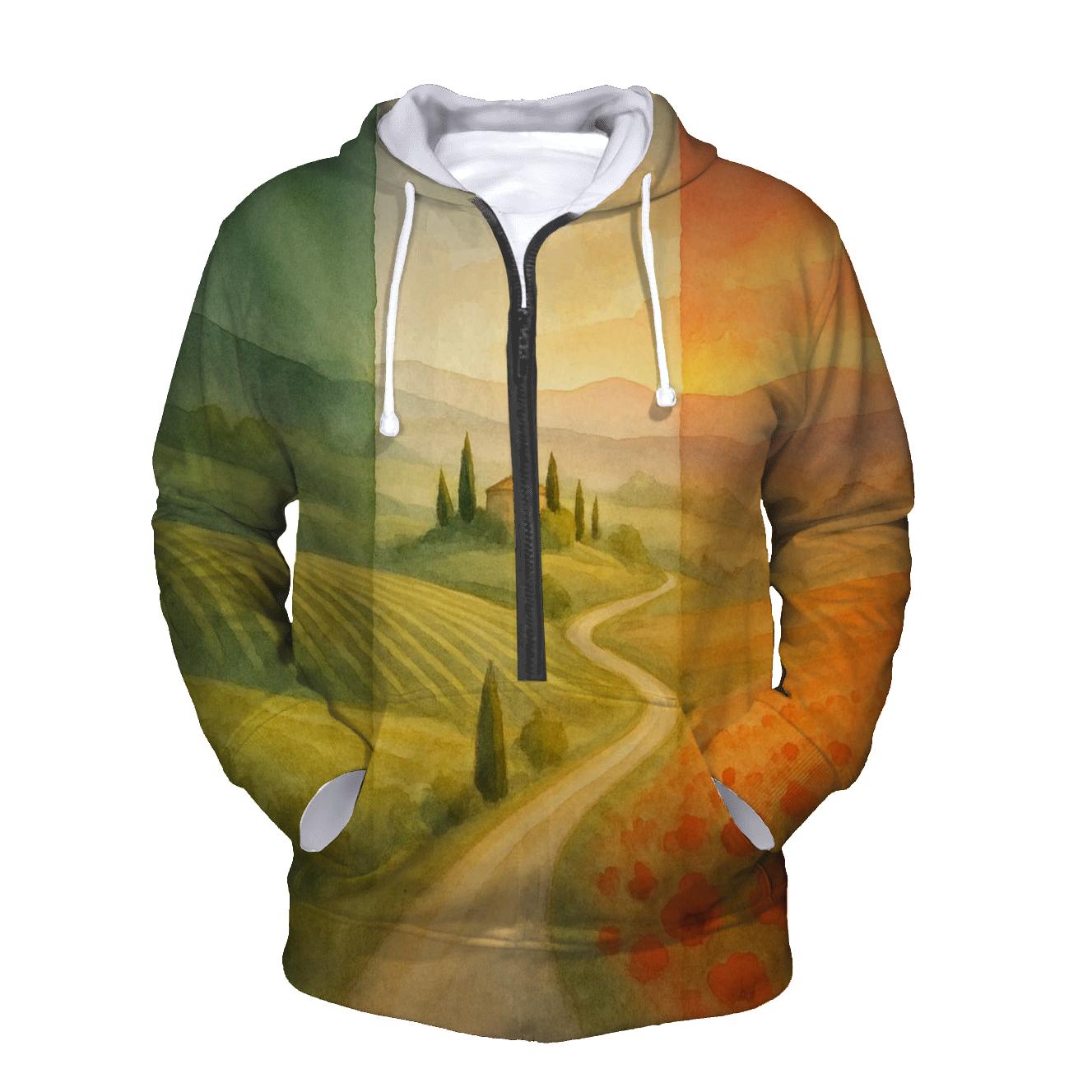 Watercolor Fields Italy pullover hoodies
