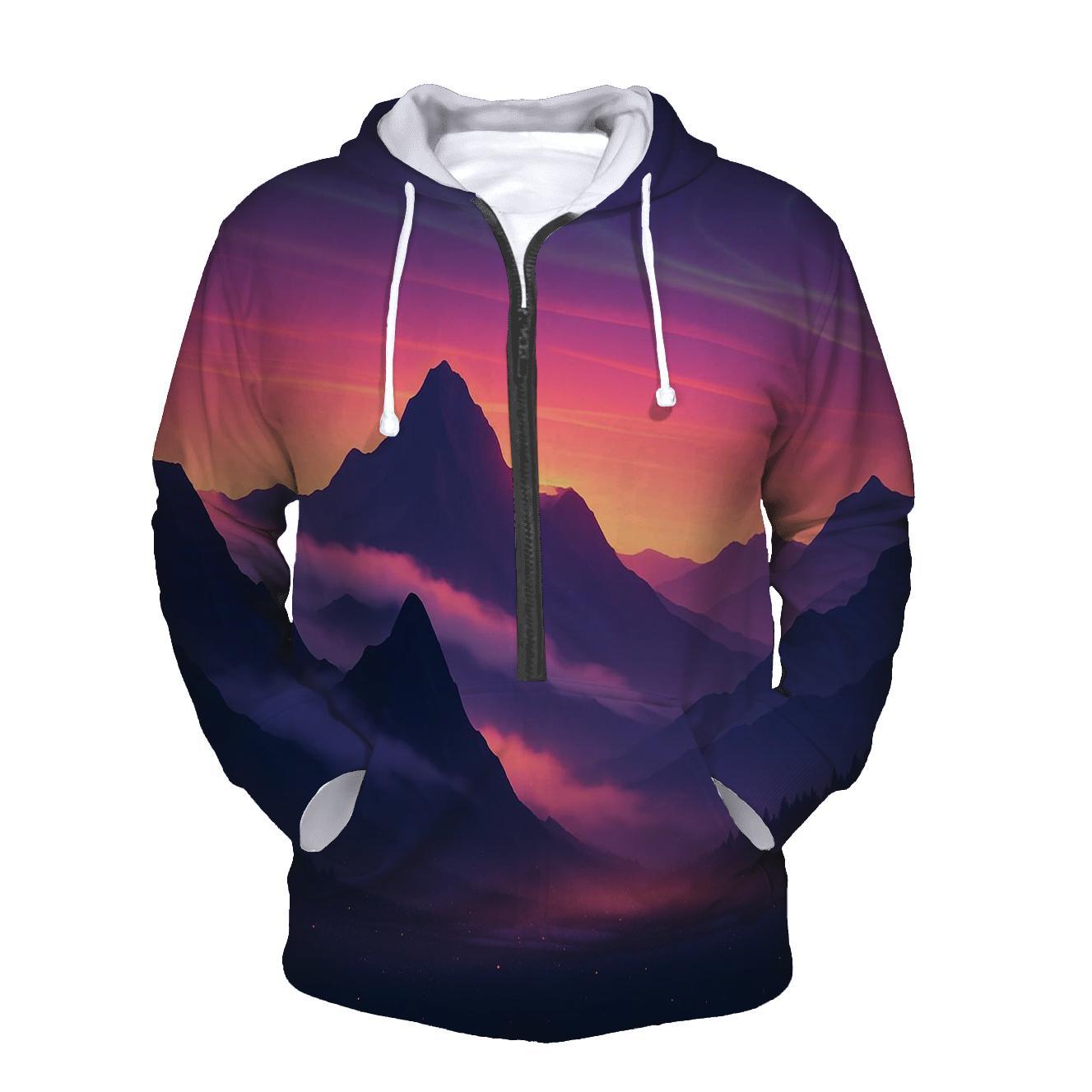 Aurora Peach Mountain Veil embroidered hoodies