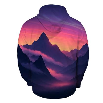Aurora Peach Mountain Veil embroidered hoodies