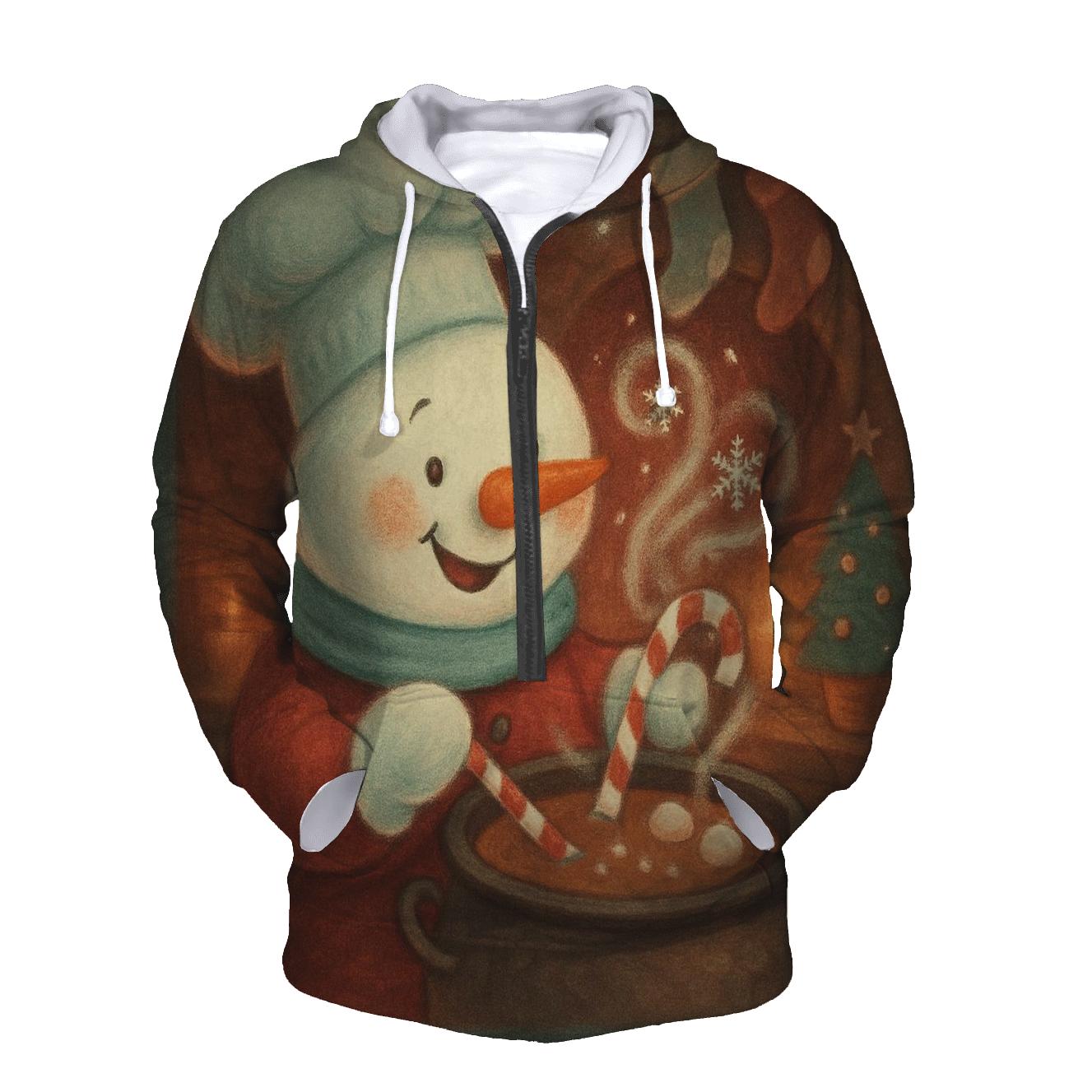 Snowman Soup Chef At The Fireplace printed hoodies
