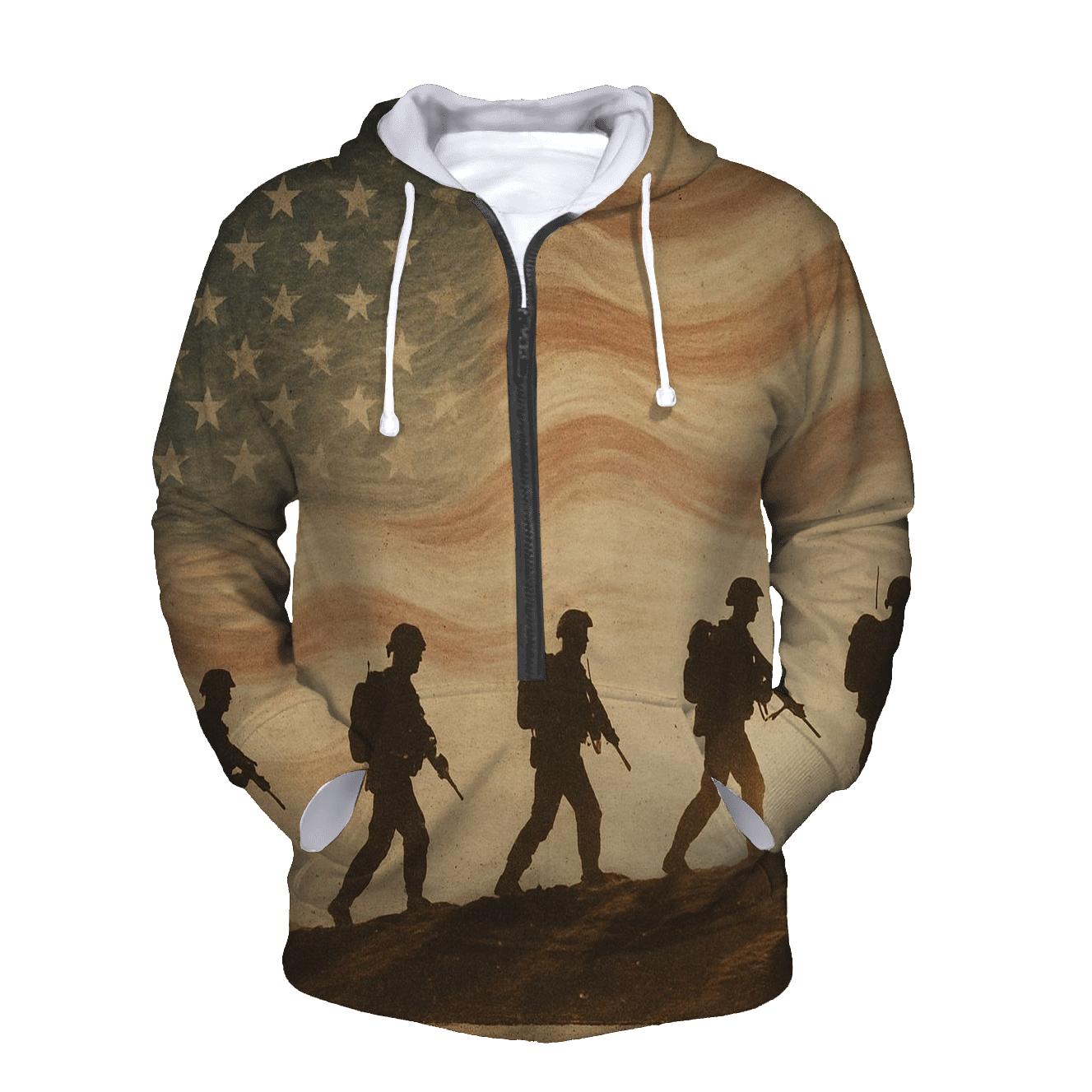 Desert Patrol Silhouettes In Flag Mirage heavyweight hoodies