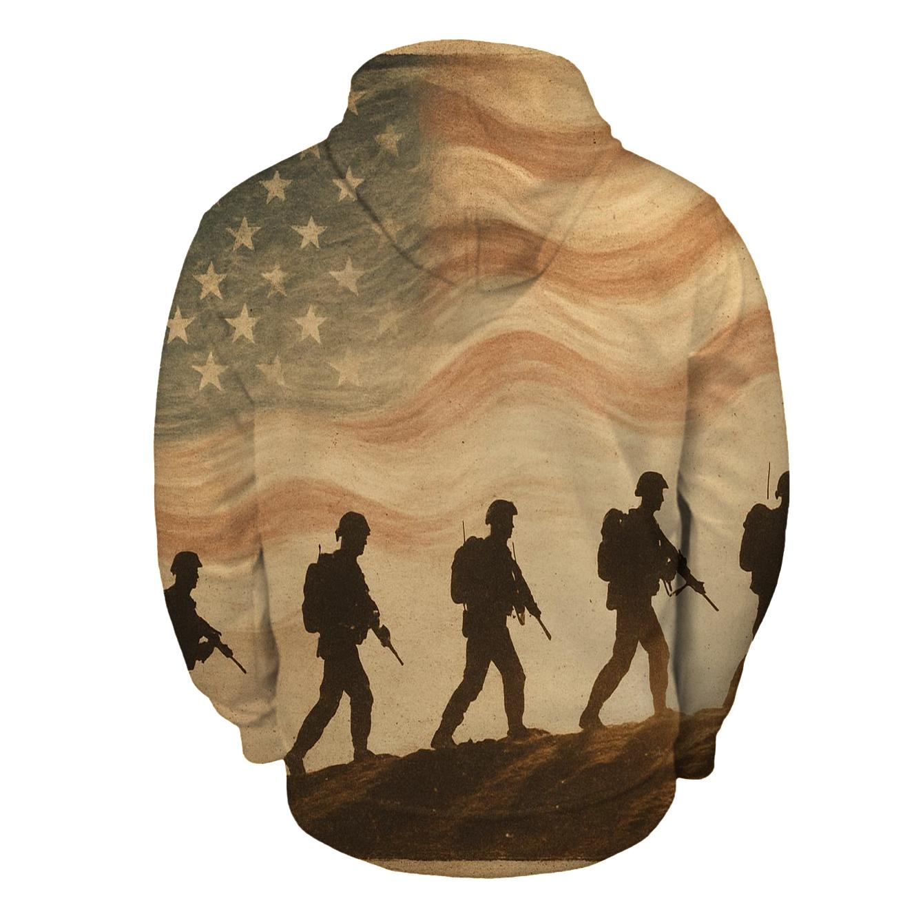 Desert Patrol Silhouettes In Flag Mirage heavyweight hoodies