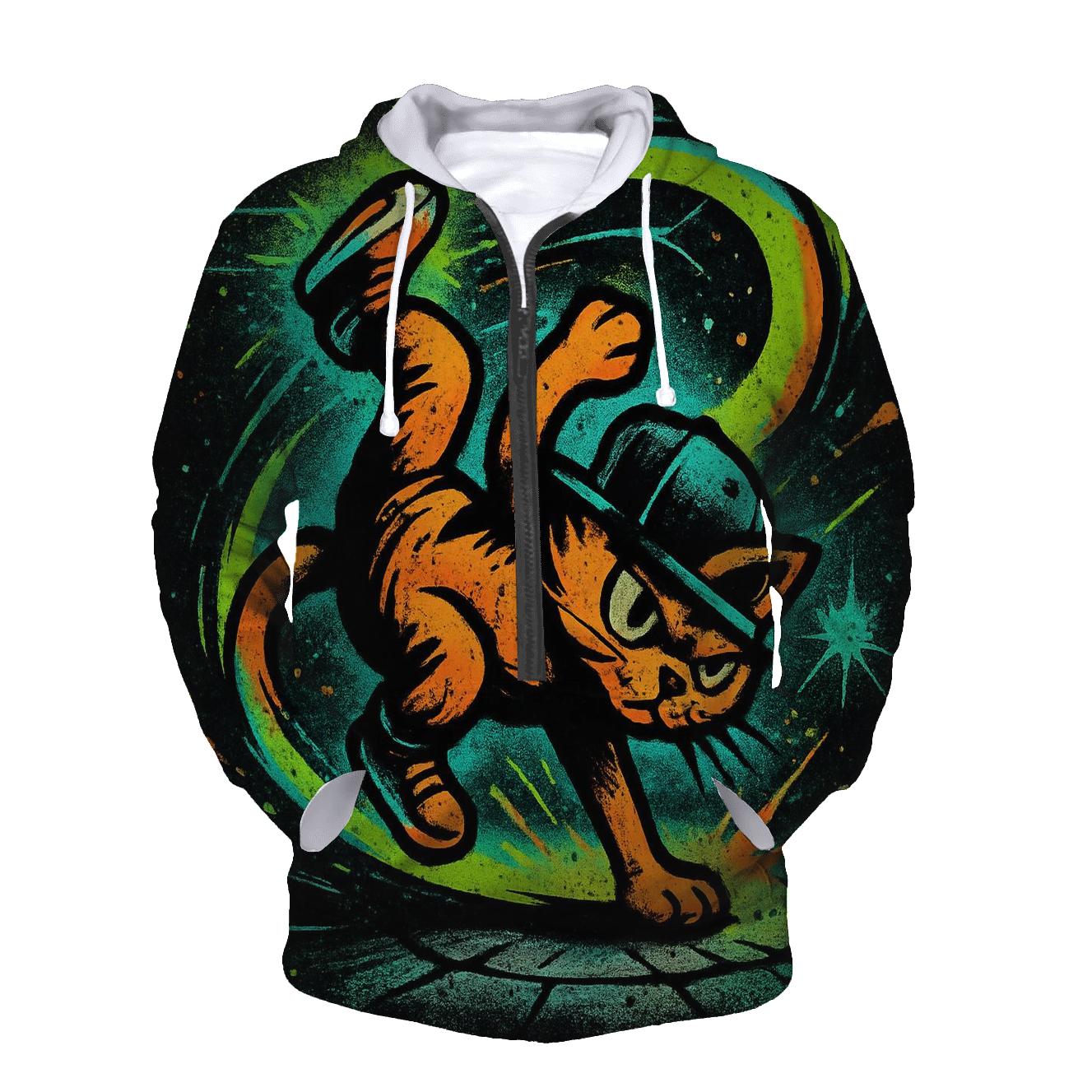 Graffiti Meteor Breakdance Cat graphic hoodies