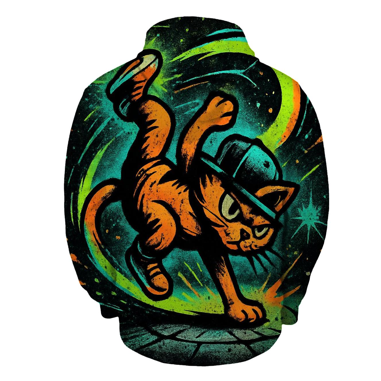 Graffiti Meteor Breakdance Cat graphic hoodies