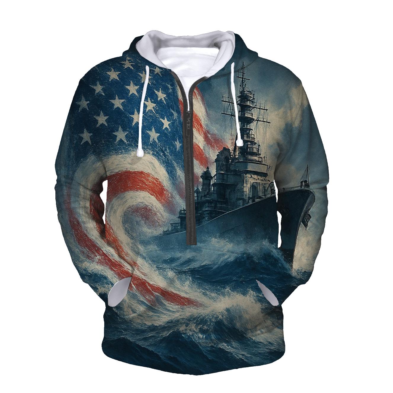 Battleship Wake Flag Surge graphic hoodies