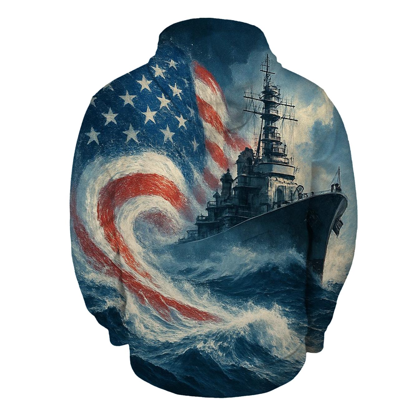 Battleship Wake Flag Surge graphic hoodies