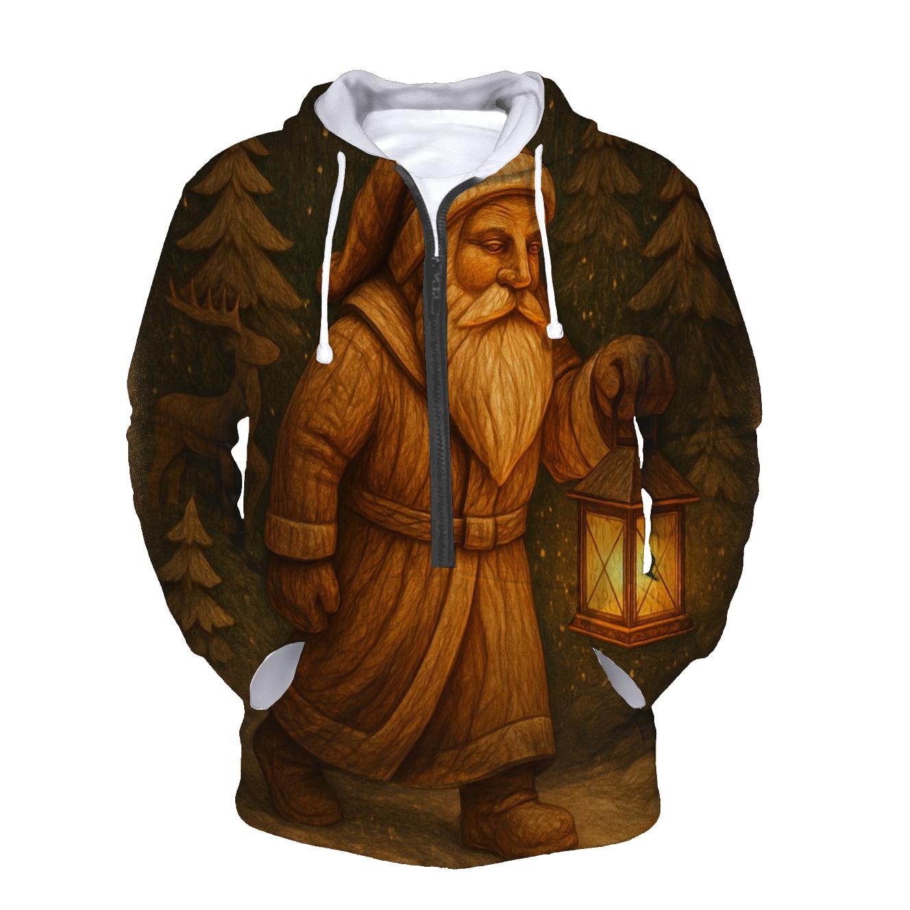 Vintage Wood Carved Santa Lantern hoodies fashion