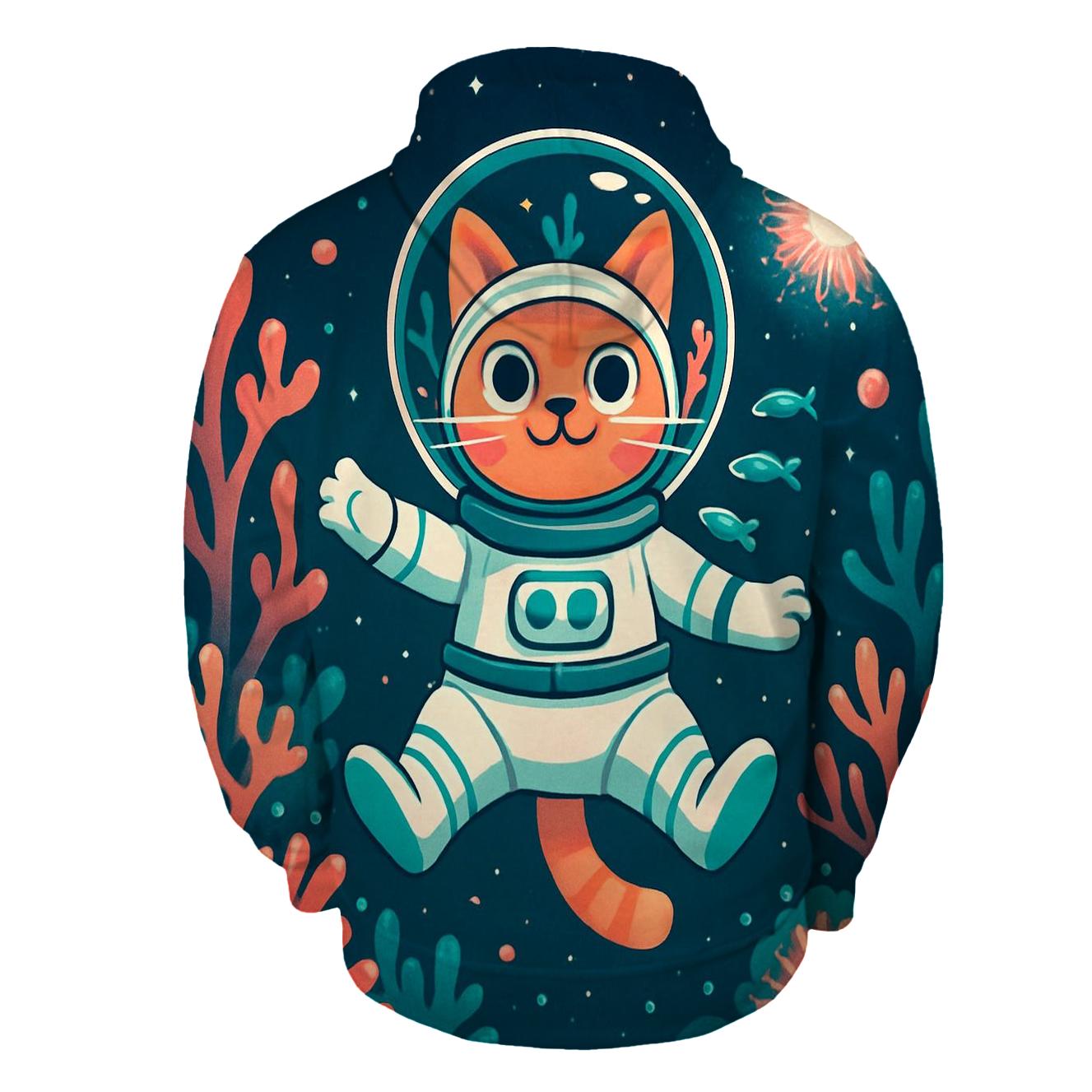 Coral Reef Astronaut Cat graphic hoodies