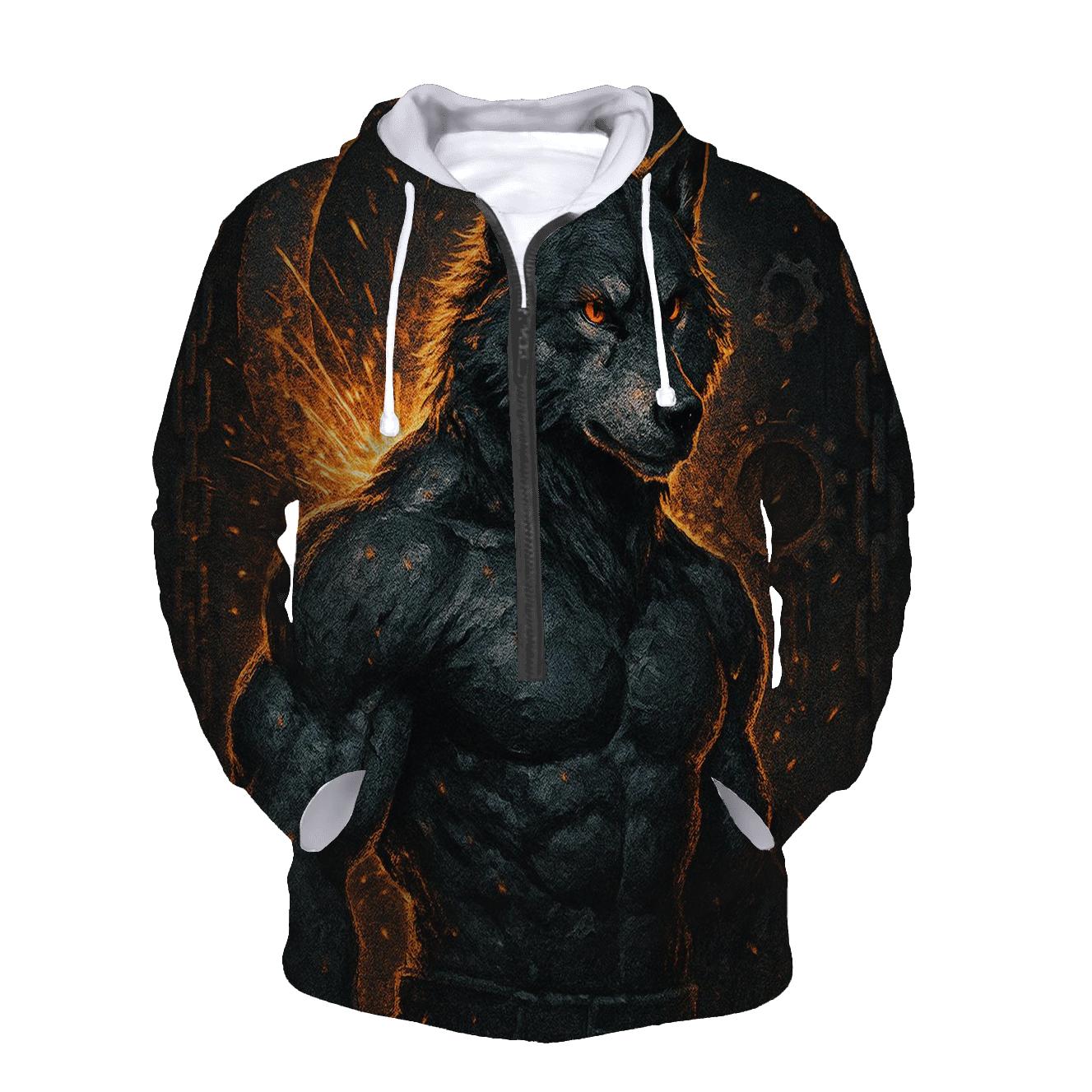 Coal And Chrome Forge Wolf graphic hoodies