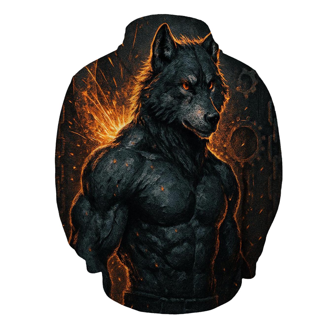 Coal And Chrome Forge Wolf graphic hoodies