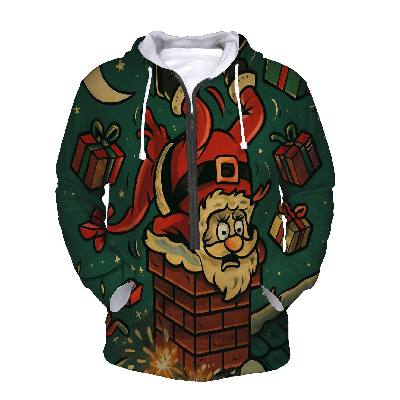 Santa Stuck In Chimney With Rocket Boots custom hoodies