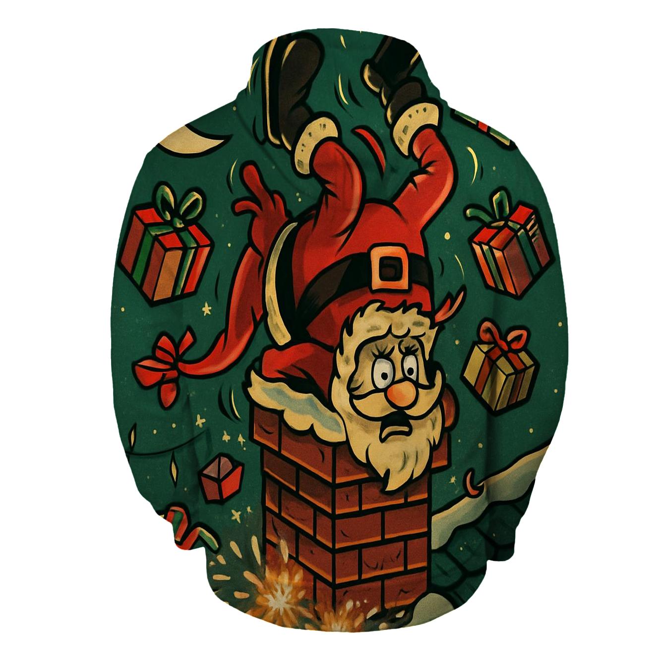 Santa Stuck In Chimney With Rocket Boots custom hoodies